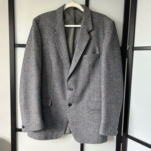 Vintage Homespun Irish Made Blue Grey Tweed Wool Blazer Suit Jacket Fall Coat